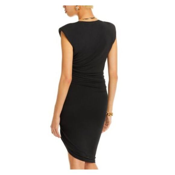 VERONICA BEARD Womens Black Asymmetric Hem Padded Shoulders Sleeveless Dress M - Picture 2 of 2